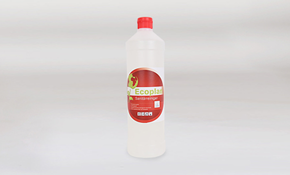 Sanitärreinigerflasche: Ecoplan Sanitärreiniger auf weißem Hintergrund