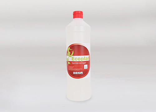 Sanitärreinigerflasche: Ecoplan Sanitärreiniger auf weißem Hintergrund