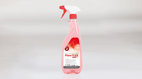 Sanitärreiniger-Sprühflasche: Plano Flex Duo Sanitärreiniger auf weißem Hintergrund