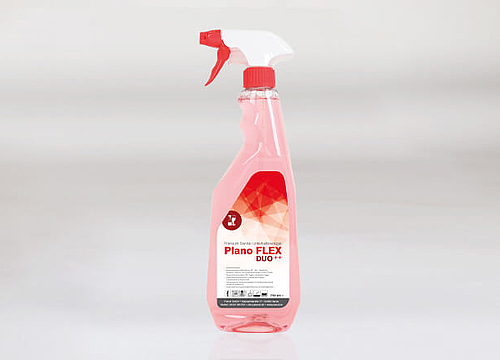 Sanitärreiniger-Sprühflasche: Plano Flex Duo Sanitärreiniger auf weißem Hintergrund