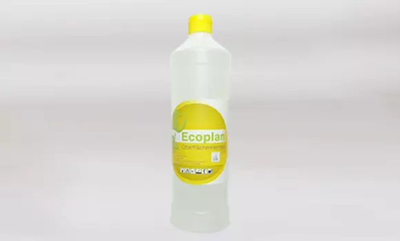 Surface cleaner bottle: Ecoplan surface cleaner on a white background